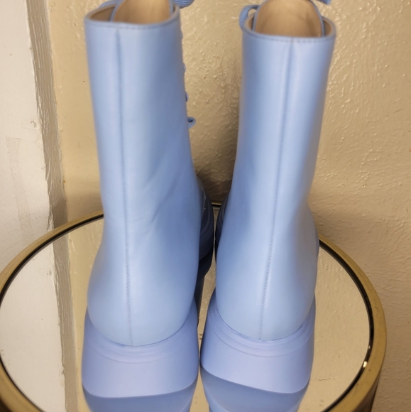 Stuart Weitzman McKenzee Cornflower Blue Combat Boots Size 6 - Picture 8 of 11